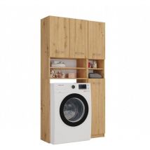 Hucoco - marol - Conjunto de cuarto de baño moderno - 96x30x183 - 4 puertas+4 estantes