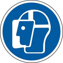 Rs Pro - Marquage au sol, avec pictogramme : Portez une visière de protection, Auto-adhésif, en Vinyle ( Prix pour 1 )