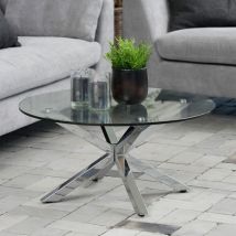 Ac Design Furniture - Table Basse Ronde 82x82x40 Cm En Verre Et Métal Chromé - Buggio