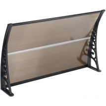 Skecten Marquesina para Puerta, Toldo moderno para puertas de entrada, marquesina para ventanas exteriores con soportes laterales, Marrón 100x150cm