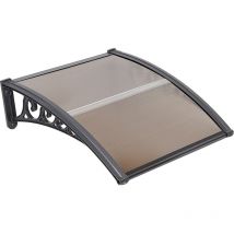 Skecten Marquesina para Puerta, Toldo moderno para puertas de entrada, marquesina para ventanas exteriores con soportes laterales, Marrón 100x100cm