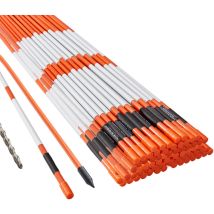 Mophorn - Marqueurs d'allée 48 pouces, 0,31 pouce de diamètre 100PCS, poteaux en fibre de verre orange avec ruban réfléchissant, foret en acier de