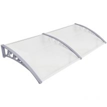 Haloyo - Marquise Auvent De Porte,fixations Inox, 100 X 200 Cm,blanc Et Gris Clair