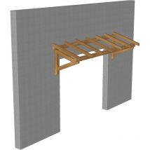 WMU - Marquise & Auvent en bois Garage - Robuste -Traitée Marron - 2.98 x 0.94 m