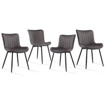 Goeurvant - Sillas de comedor elegantes con diseño ergonómico y curvas suaves, el confort se encuentra con el lujo discreto - Juego de 4 - Gris oscuro