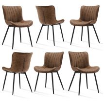 Goeurvant - Sillas de comedor elegantes con diseño ergonómico y curvas suaves, el confort se encuentra con el lujo discreto - Juego de 6 - Marrón
