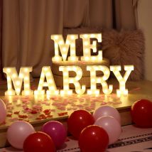 Marry Me 3D LED Light Up Letter Lamp 22cm Decorative Night Light 7pcs Letters Warm Light for Proposal Wedding Engagement Party
