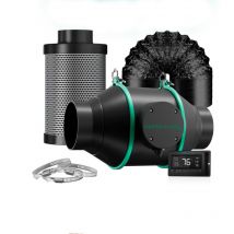 Mars Hydro - Combinaison de ventilateur de conduit en ligne de 4 pouces et de filtre à charbon avec contrôleur de thermostat
