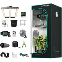 Fc-e1500 Kit Komplettes Kulturzelt, Komplettes Spektrum - Kulturlampe Mit Variabler Intensität Mit Kulturzelt 80 X 80 X 160 Cm - Innenkulturkit Mit 4'
