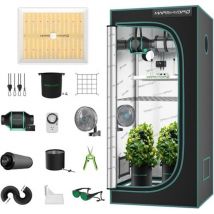 Mars Hydro - TS1000 LED-Wachstumslicht + 80 x 80 cm großes Pflanzenwachstumsset, Touchscreen-Lüfter mit passendem Thermostat