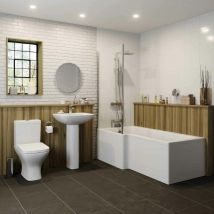 Marseille Bathroom Suite - l Shaped Shower Bath - Left Hand - White