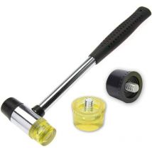 Marteau Caoutchouc, 25 mm Nylon Petit Marteau Caoutchoucen avec 2 têtes de Marteau de Rechange