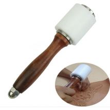 Marteau Cuir en Bois, Maillet Maroquinerie Tête en Nylon Artisanat Outil Carving Hammer Sew Staming diy Tools