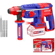 Emtop - Marteau perforateur burineur sans fil 20v lithium-ion moteur brushless avec 3 forets et 1 burin batterie et chargeur vendus séparément