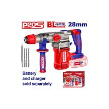 Emtop - Marteau perforateur burineur sans fil 20v moteur brushless avec 3 forets et 1 ciseau rotatif 28 mm 4.5j sds-plus batterie et chargeur vendus