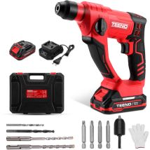 Teeno - Marteau Perforateur Sans Fil 20v, Lithium 2,0 Ah 2 Batteries, Force De Fappe De 1,2j, Capacité De Perçage Du Béton De 14 Mm