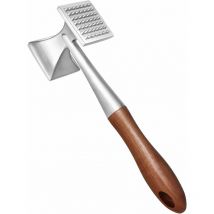 Tenderizer, martello per impieghi gravosi, martello da bistecca con manico in legno e lega di zinco per uso alimentare, inteneritore 2 in 1, 26 cm