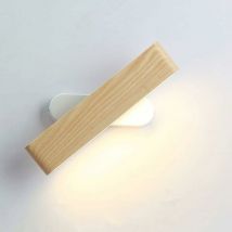 Esip - Applique Murale led, Intérieure Applique en Bois 360° Rotatif led Lampe Murale pour Salon Chambre Cage d'escalier Couloir blanc chaud (28cm)