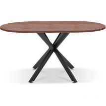 Frankystar - Marui Small - Tavolo da pranzo ovale in legno e metallo con piede centrale Kiso 150x90 cm - legno marrone