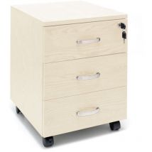 Cassettiera Ufficio In Legno Chiave Sicurezza Con Ruote Per Scrivania Tavolo 3 Cassetti Ripiani Beige - Marvin