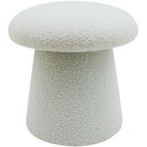 Marvin - Pouf in Tessuto Teddy Morbido mushy Poggiapiedi Sgabello Imbottito di Design Moderno a Fungo per Camera da Letto, Soggiorno Bianco