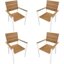 Marvin - Sedia da Esterno con Braccioli Teak – Struttura in Alluminio Antiruggine e Seduta in Polywood Effetto Legno, Resistente alle Intemperie e ai