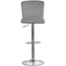 Marvin - Sgabello da Bar Alto con Schienale in Velluto Moderno Sedia Alta per Cucina Penisola Regolabile Girevole rita grigio