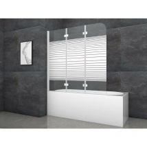 Badewannenfaltwand 'Pulse 3' - 3-flg, 140x140cm - Duschabtrennung in weiß mit Dekostreifen - Duschabtrennung - Marwell