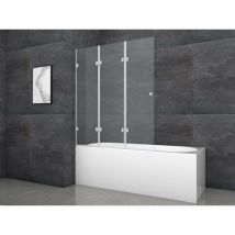 Badewannenfaltwand 'Silver Vibe' , 3-flg , 140x120cm - Duschwand für Badewanne - Duschabtrennung - Marwell