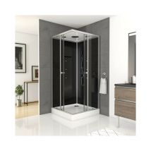 Duschkabine Black Square m 90 x 90 x 215 cm - silber - Eckdusche - Komplettdusche - Dusche - Duschabtrennung - Duschwand - silber Dusche- schwarze