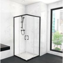 Marwell Glasdusche City 90 x 90 x 200 cm - schwarz -Eckdusche - Duschkabine - Dusche - Duschabtrennung - Duschwand - schwarze Dusche