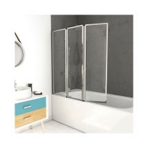 Marwell Badewannentrennwand Premium 125 x 143 cm- 3-flügelig - verchromt -Badewannenaufsatz – Duschtrennwand – Duschabtrennung für Badewannen