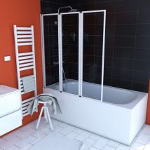 Marwell - Premium White Divisorio per Vasca da Bagno, Bianco, 3-teilig, 125 x 143 cm