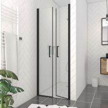 Glastür Dusche Marwell Saloon 80 x 200 cm in schwarz - Doppeltür Dusche - Duschabtrennung Glas