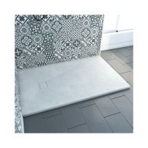 Duschwanne aus smc Marwell Stone weiß rutschfest in Steinoptik - Duschtasse Rechteckig 90 x 140 x 2,6 cm