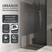 Urbanox Wandpaneel grau 90x210 cm - fugenlose Aluverbundplatte als Duschrückwand & Küchenrückwand - Marwell