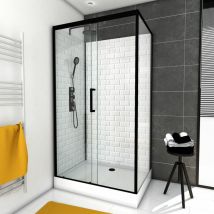 Duschkabine White Stone 80 x 110 x 230 - schwarz - Eckdusche - Komplettdusche - Dusche - Duschabtrennung - Duschwand - schwarze Dusche - weiße Dusche