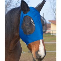 Maschera per cavalli antimosche in lycra con rete per occhi: Pony, Blu Navy