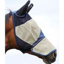 Maschera per cavallo antimosche in pvc con copriorecchie chiusura tessuto a strappo e cerniera: s = pony, Crema