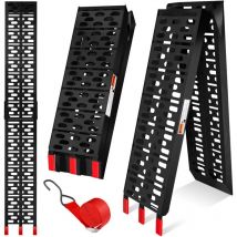 Masko - alu Rampe d'accès Rampe de chargement Rail de chargement Antiglisse Rabattable 1x rampe d'accès - Noir / Rouge