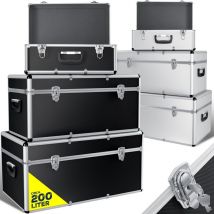 Masko - Juego de 3 cajas de aluminio Caja de aluminio Caja de aluminio Caja de transporte Caja de herramientas Caja de almacenamiento negro