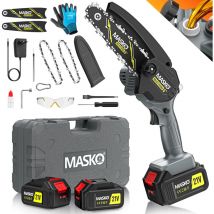 Masko - Mini tronçonneuse avec batterie 8000mAh Tronçonneuse électrique avec 2 batteries 4000mAh pour sécateurs/élagueurs/coupeurs de bois