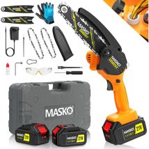 Masko - Mini tronçonneuse avec batterie 8000mAh Tronçonneuse électrique avec 2 batteries 4000mAh pour sécateurs/élagueurs/coupeurs de bois