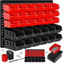 Stapelboxen Wandregal 32tlg Box Sichtlagerkästen Schüttenregal Steckregal Schwarz/rot - Masko