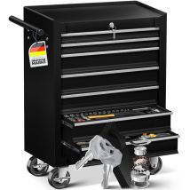 Masko - Carro de taller carro de herramientas caja de herramientas compartimentos caja de herramientas 7 compartimentos negro