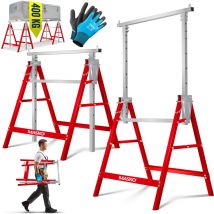 Tréteau de travail télescopique Châssis Tréteau pliant capacité de charge max. 200 kg Tréteau réglable en hauteur Min. / max. hauteur de travail