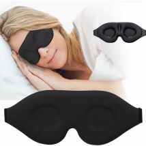 Masque contour des yeux de nuit 3D Masque de sommeil réglable Masque pour les yeux Blackout de luxe - Noir