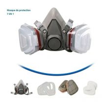 Masque de protection 7 en 1, masque de peinture, réutilisable, avec filtre anti-poussière, masque respiratoire à gaz avec filtre spray, peinture,