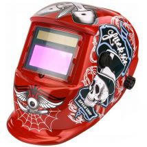 Masque de soudure professionnel auto-obscurcissant échelon 9/13 din Rouge Lucky's speed shop