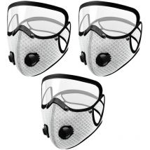 Masque de sport 3 pièces avec soupapes d'expiration, masque de sport anti-poussière réglable de protection personnelle